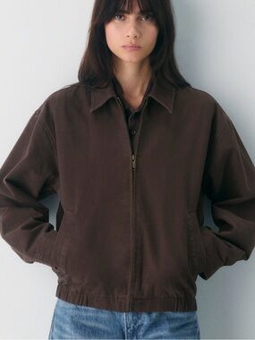 ARITZIA TNA Brown Zip-Front Bomber Jacket